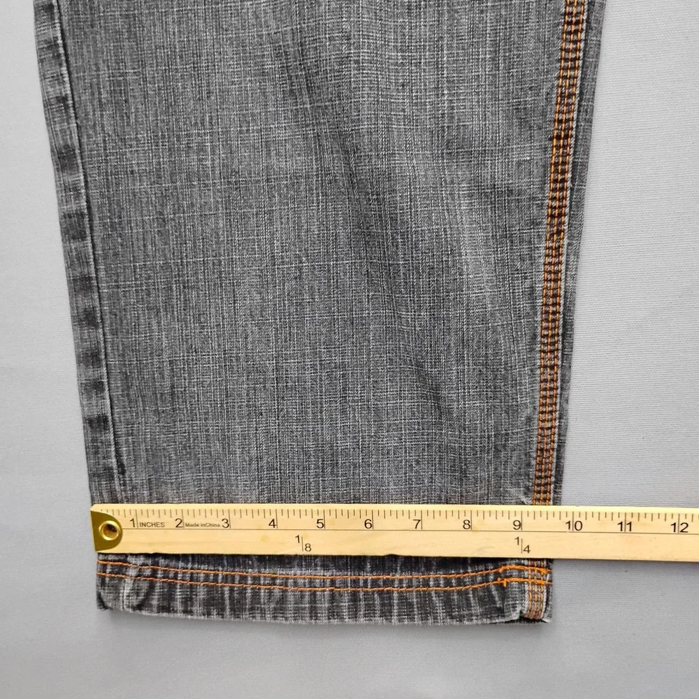 RR Mens Straight Leg Grey Denim Jeans Orange Stitch 42x32 Y2k Baggy